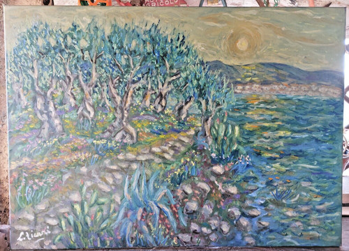 Dipinto olio tela costa - dipinto, su