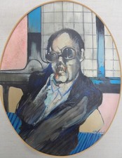 Liberio REGGIANI (Nizza 1931) splendido OLIO su tavola esistenzialista cm 49x37