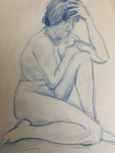 Antico nudo disegno matita - nudo, su