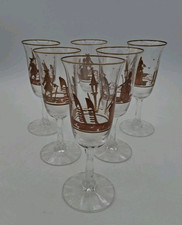 6 bicchieri vintage  murano decorati oro zecchino figure veneziane.