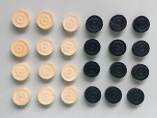 24 (12 + 12) PEDINE vintage per DAMA in LEGNO