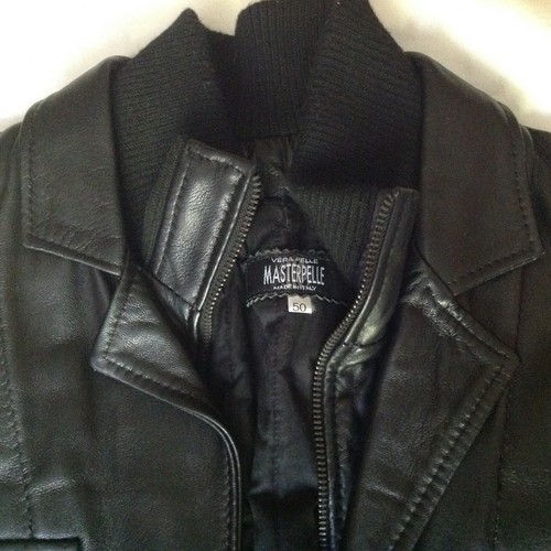 Giaccone pelle nera nuovo - giaccone,