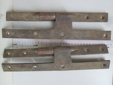 COPPIA VECCHI ANTICHI CARDINI CERNIERE IN FERRO PER ANTE PESANTI E PORTONI 