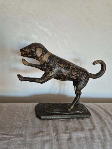 Antica scultura legno cane - antica,