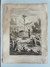 Stampa XIX secolo - SERPENT D'AIRAIN ELEVE PAR MOYSE DANS LE DESERT