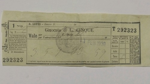 Biglietto regio lotto 1930 - lotto,