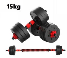 x Set Manubri Bilanciere Dumbbell Pesi Regolabili Componibili 15Kg Palestra reb