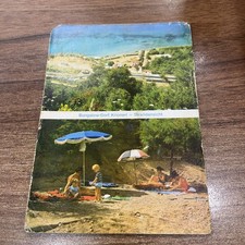 CARTOLINA COLORI VINTAGE COLLEZIONE BUNGALOW DORF KRIONERI - STRANDANSICHT