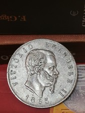 ITALY  1865  5 LIRE ARGENTO (