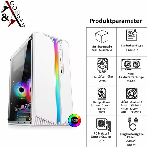 Case vetro gaming midi tower - gaming,