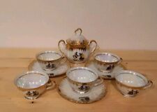 SERVIZIO DA CAFFÈ BAVARIA porcellana/oro, tazzine/ piattini/ zuccheriera~anni 60