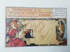 CARTOLINA PUBBLICITARIA SALVINI FABBRICA CERAMICHE FIRENZE TASALTOLI FIORENTINI