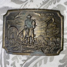 Vtg brass belt buckle western