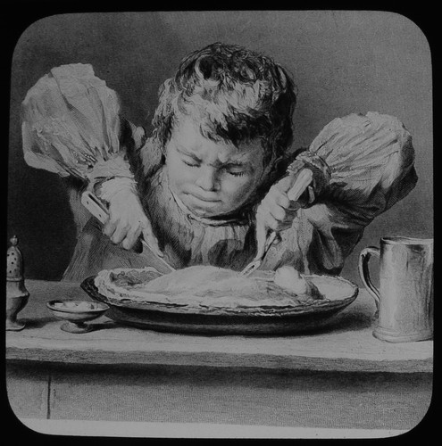 Young boy eating - boy, pie