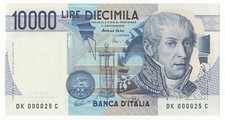 10000 LIRE VOLTA NUMERI BASSI