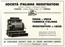 PUBBLICITA' 1929 REGISTRATORE DI CASSA SIR SOCIETA ITALIANA REGISTRATORI TORINO