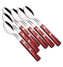 Tramontina, set 6 cucchiaini da caffè / the in acciaio manico in polywood