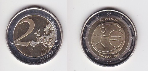 Moneta euro metallo - euro, bi-metallo