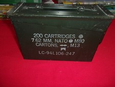 SCATOLA MUNIZIONI CARTUCCE NATO 7,62 M80 M16 200 CARTRIDGES METAL BOX VUOTA EMPT