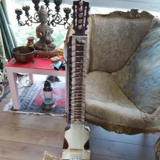 dilruba indiano antico - custodia artigianale in legno con rotelline 