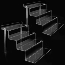 4 Tier 9" Acrylic Riser Display Shelf - 2 Sets Clear Organizer for clear 