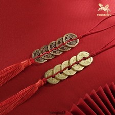 Moneta rame Wudiqian oro rame dorato placcato ciondolo artigianale nuovo