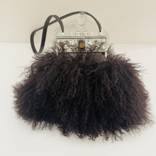 Pouf mongolo vintage Moulin Rouge 5" con accenti di peltro e topazio.Nuovo con etichette