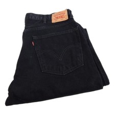 Levi 505 Jeans dritti regular nero vita 40 gamba 30 W40 L30 zip mosca (Q7936)