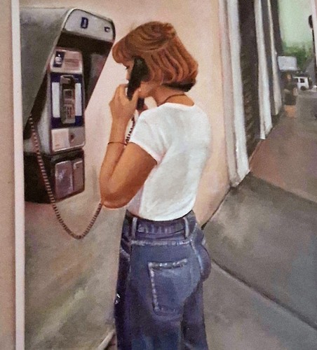 Ooak painting vintage payphone - ooak,