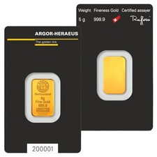 Lingotto d'Oro 5 gr 24K Argor-Heraeus
