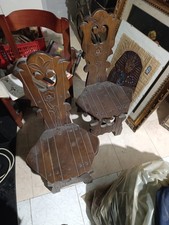 Coppia Di Sedie antiche seduta sgabello stile Tirolese BAITA CHALET