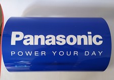 ♥ INSEGNA TABELLA TARGA IN LATTA PANASONIC BLU VINTAGE BOMBATA NON LUMINOSA