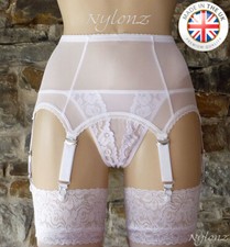 6 cinghie Cintura Sospensiva Rete Elettrica BIANCA (cintura Giarrettiera) NYLONZ  Made in UK