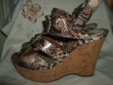 2 X SANDALO PLATFORM ECOPELLE ZEPPA SUGHERO TIPO PITONE  39 TACCO 11 CM ZOCCOLO