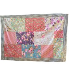 Tovaglia stampa a mano multicolore floreale patchwork shabby cottage chic 86"x62"
