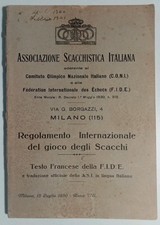 Regolamento Internazionale del gioco degli Scacchi testo francese/italiano 1930