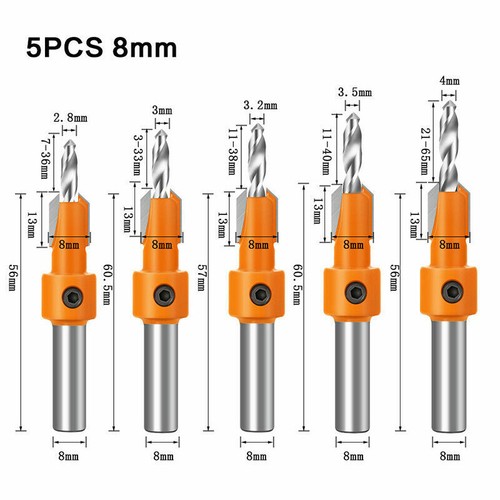 8mm punta trapano - 5x,