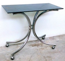 ECCEZIONALE CARRELLO TAVOLINO PORTA TV CONSOLLE DA INGRESSO ANNI 70 CROMATO