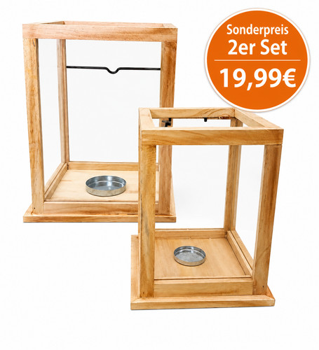 Lanterna legno metallo set - lanterna,
