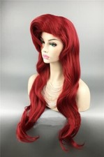 Parrucca Ariel Sirenetta Mermaid capelli rossi lunga mossi cosplay professionale