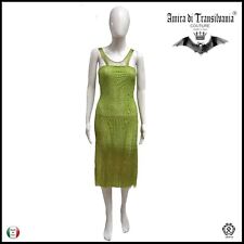 abito donna vestito griff alta moda couture brand uncinetto sexy verde cocktail 