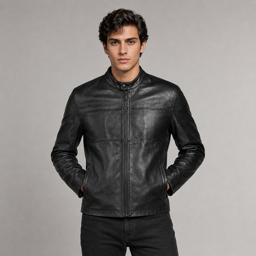 Giacca pelle nera premium - giacca,