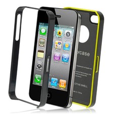 IPHONE 4 4S Protezione Alluminio Custodia Case Borsa Bumper Nero Giallo