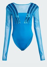 Body donna Adidas Extra Small UK taglia 6 Santiago blu ginnastica nuovo