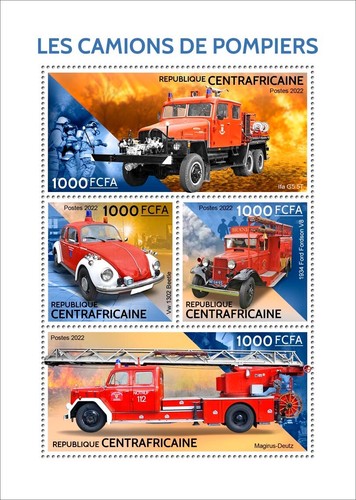 Francobolli pompieri camion - pompieri,