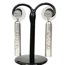 Orecchini CHANEL Cocomark Swing Argento Alfabeto Logo Donna Accessorio Autentico