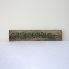 INSEGNA ARTIGIANALE VINTAGE NEGOZIO ANTIQUARIO E ANTICHITA' IN LEGNO