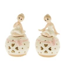 BOMBONIERA COMUNIONE BALLERINA LED IN PORCELLANA BIANCA CON FARFALLA  H 11 CM 