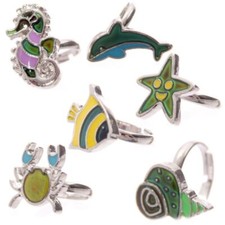 6 PEZZI Anello Dell umore che cambia colore con creature marine 0KLR