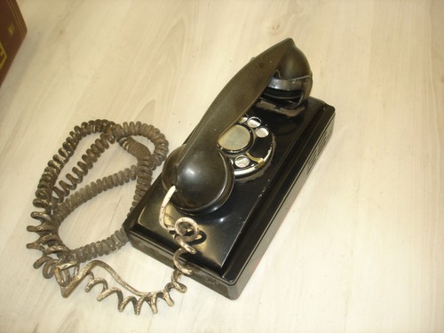 Antico telefono parete nero - antico,